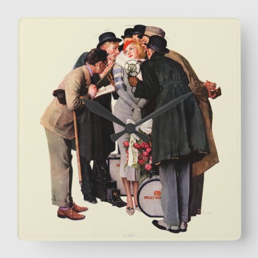 Hollywood Starlet Quadratische Wanduhr (Vorderseite)