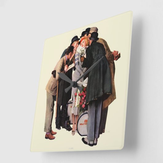 Hollywood Starlet Quadratische Wanduhr (Winkel)