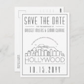 Hollywood | Stilisierte Skyline Save the Date Postkarte (Vorne/Hinten)
