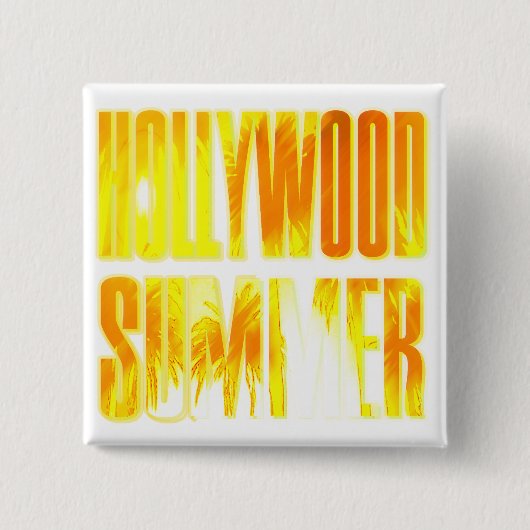 "Hollywood Summer" Gelber Orange Letter Button (Vorderseite)
