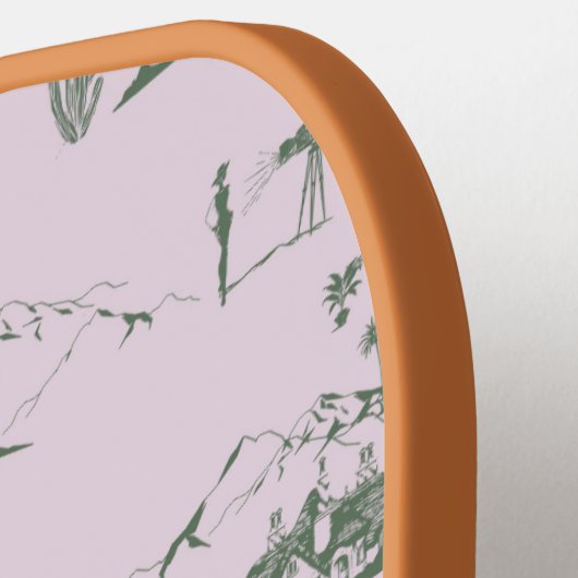 Hollywood Toile de Jouy Pink Green Pickleball Schläger (Linke Seite)