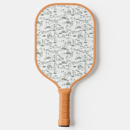 Hollywood Toile de Jouy Pink Green Pickleball Schläger (Rückseite)
