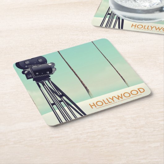 Hollywood-Vintag-Kamera Rechteckiger Pappuntersetzer (angewinkelt)