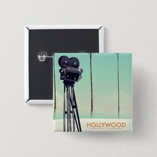 Hollywood Vintage-Kamera Reiseposter Button (Vorne & Hinten)