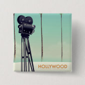 Hollywood Vintage-Kamera Reiseposter Button (Vorderseite)