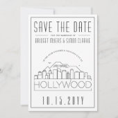 Hollywood Wedding Stylized Skyline Save the Date Einladung (Vorderseite)