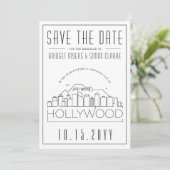 Hollywood Wedding Stylized Skyline Save the Date Einladung (Stehend Vorderseite)