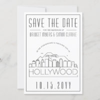 Hollywood Wedding Stylized Skyline Save the Date