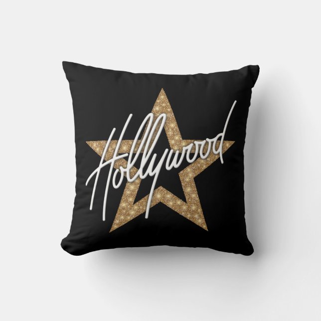 Hollywood White Hand Script mit Star Kissen (Vorderseite)