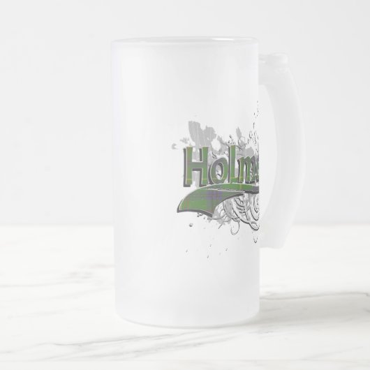 Holmes Tartan Grunge Mattglas Bierglas (VorderseiteRechts)