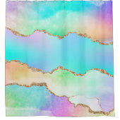 Holo Agate | Imitate Iridescent Pastel Ombre Marmo Duschvorhang (Vorderseite)