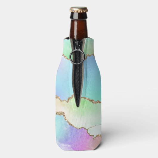 Holo Agate | Imitate Iridescent Pastel Ombre Marmo Flaschenkühler (Flasche Rückseite)