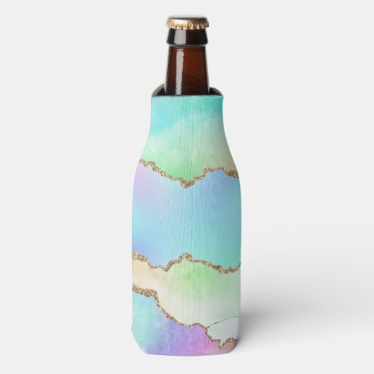 Holo Agate | Imitate Iridescent Pastel Ombre Marmo Flaschenkühler (Flaschenvorderseite)