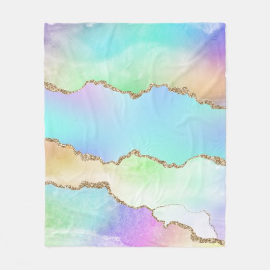 Holo Agate | Imitate Iridescent Pastel Ombre Marmo Fleecedecke (Vorderseite)