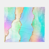 Holo Agate | Imitate Iridescent Pastel Ombre Marmo Fleecedecke (Vorderseite (Horizontal))