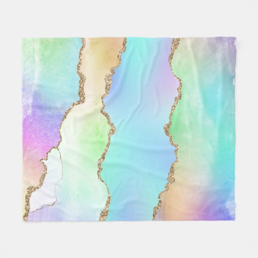 Holo Agate | Imitate Iridescent Pastel Ombre Marmo Fleecedecke (Vorderseite (Horizontal))