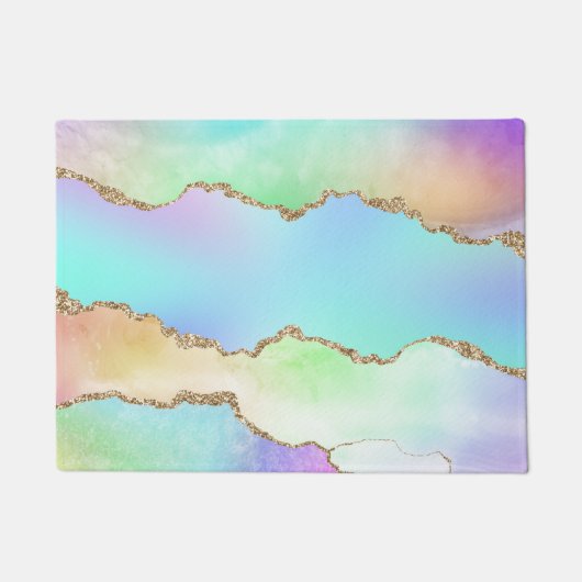 Holo Agate | Imitate Iridescent Pastel Ombre Marmo Fußmatte (Vorderseite)