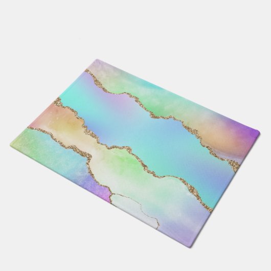 Holo Agate | Imitate Iridescent Pastel Ombre Marmo Fußmatte (Schrägansicht)