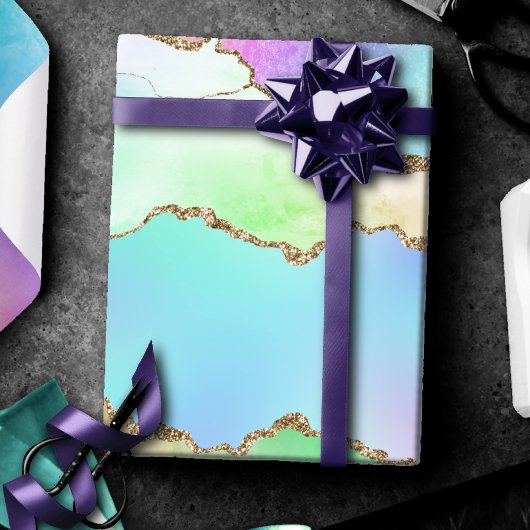 Holo Agate | Imitate Iridescent Pastel Ombre Marmo Geschenkpapier