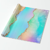 Holo Agate | Imitate Iridescent Pastel Ombre Marmo Geschenkpapier (Ungerollt)