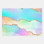 Holo Agate | Imitate Iridescent Pastel Ombre Marmo Geschenkpapier Set (Vorderseite 3)