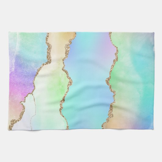 Holo Agate | Imitate Iridescent Pastel Ombre Marmo Geschirrtuch (Horizontal)