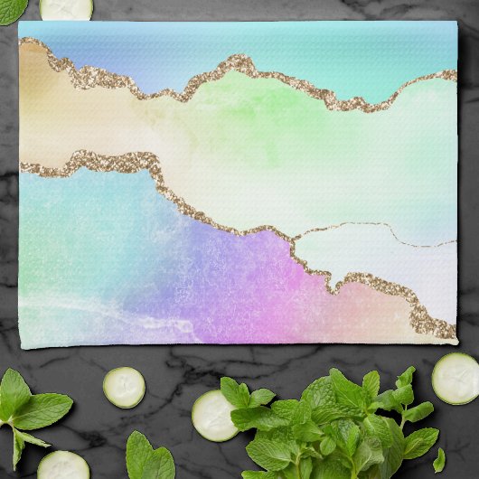 Holo Agate | Imitate Iridescent Pastel Ombre Marmo Geschirrtuch