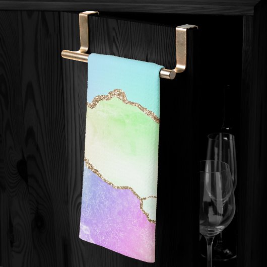 Holo Agate | Imitate Iridescent Pastel Ombre Marmo Geschirrtuch