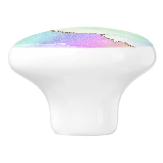 Holo Agate | Imitate Iridescent Pastel Ombre Marmo Keramikknauf (Seitenansicht)