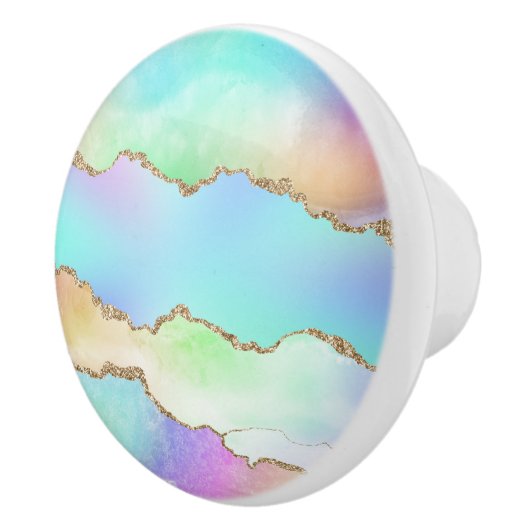 Holo Agate | Imitate Iridescent Pastel Ombre Marmo Keramikknauf (Rechts)