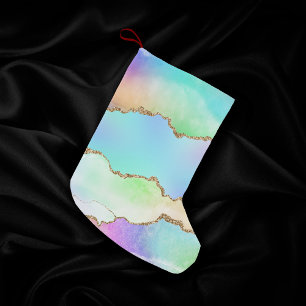 Holo Agate Imitate Iridescent Pastel Ombre Marmo Kleiner Weihnachtsstrumpf