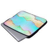 Holo Agate | Imitate Iridescent Pastel Ombre Marmo Laptopschutzhülle (Vorne Knopf)