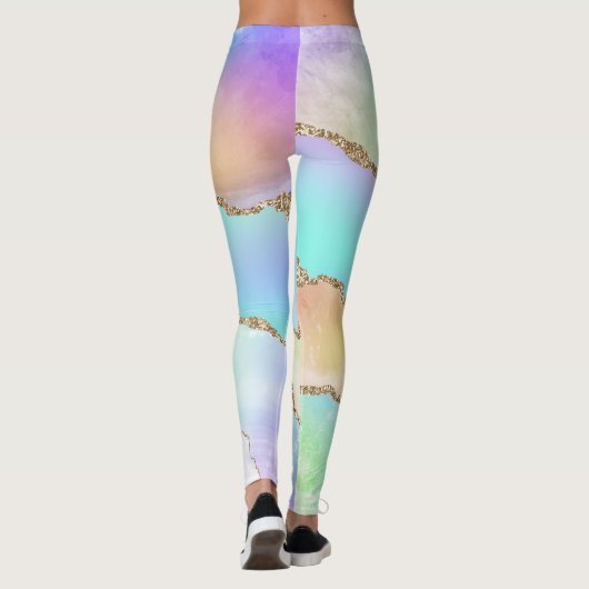 Holo Agate | Imitate Iridescent Pastel Ombre Marmo Leggings (Rückseite)