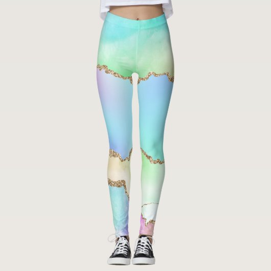 Holo Agate | Imitate Iridescent Pastel Ombre Marmo Leggings (Vorderseite)