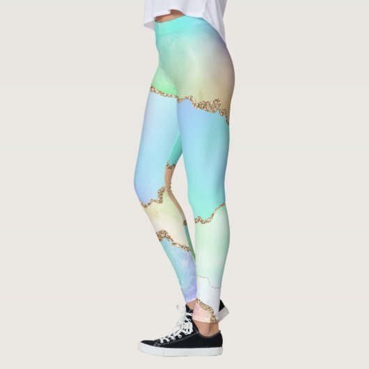 Holo Agate | Imitate Iridescent Pastel Ombre Marmo Leggings (Links)