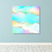 Holo Agate | Imitate Iridescent Pastel Ombre Marmo Leinwanddruck (Insitu (Holzboden))