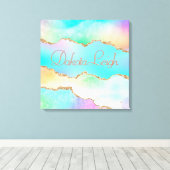 Holo Agate | Imitate Iridescent Pastel Ombre Marmo Leinwanddruck (Insitu (Holzboden))