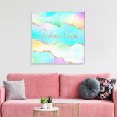 Holo Agate | Imitate Iridescent Pastel Ombre Marmo Leinwanddruck (Insitu (Wohnzimmer))