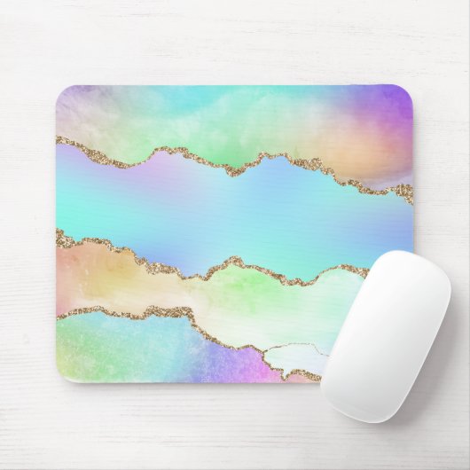 Holo Agate | Imitate Iridescent Pastel Ombre Marmo Mousepad (Mit Mouse)
