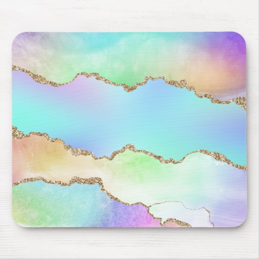 Holo Agate | Imitate Iridescent Pastel Ombre Marmo Mousepad (Vorne)