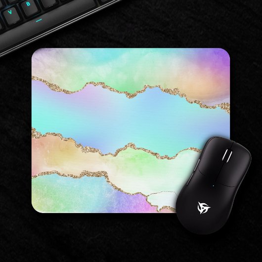 Holo Agate | Imitate Iridescent Pastel Ombre Marmo Mousepad