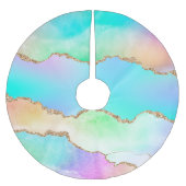 Holo Agate | Imitate Iridescent Pastel Ombre Marmo Polyester Weihnachtsbaumdecke (Vorderseite)