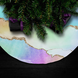 Holo Agate   Imitate Iridescent Pastel Ombre Marmo Polyester Weihnachtsbaumdecke