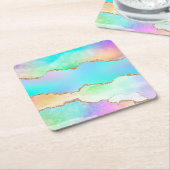 Holo Agate | Imitate Iridescent Pastel Ombre Marmo Rechteckiger Pappuntersetzer (angewinkelt)