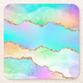 Holo Agate | Imitate Iridescent Pastel Ombre Marmo Rechteckiger Pappuntersetzer (Vorderseite)