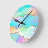 Holo Agate | Imitate Iridescent Pastel Ombre Marmo Runde Wanduhr (Winkel)