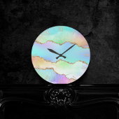 Holo Agate | Imitate Iridescent Pastel Ombre Marmo Runde Wanduhr