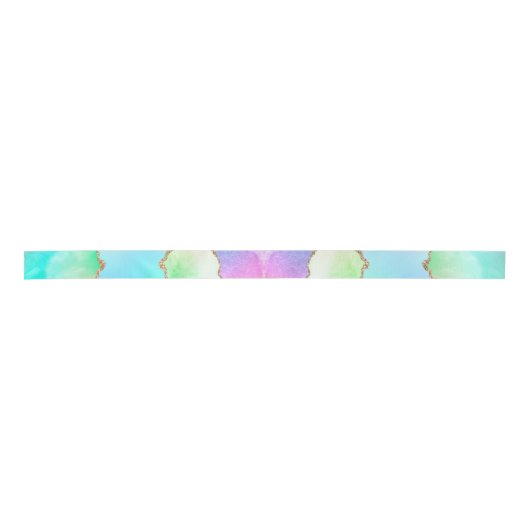 Holo Agate | Imitate Iridescent Pastel Ombre Marmo Satinband (Vorderseite)