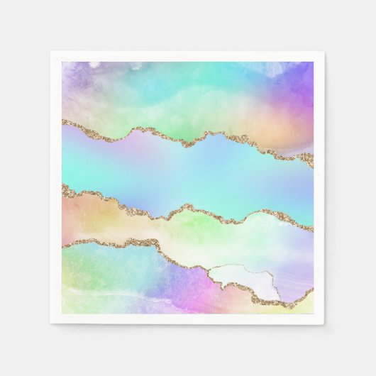 Holo Agate | Imitate Iridescent Pastel Ombre Marmo Serviette (Vorderseite)