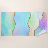 Holo Agate | Imitate Iridescent Pastel Ombre Marmo Strandtuch (Vorderseite)